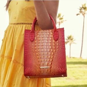 NWT Brahmin Moira Melbourne Infusion Ombre Tote Bags Croc-Embossed Leather‎